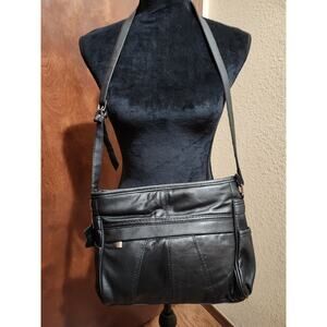 Black Genuine Leather Purse Crossbody